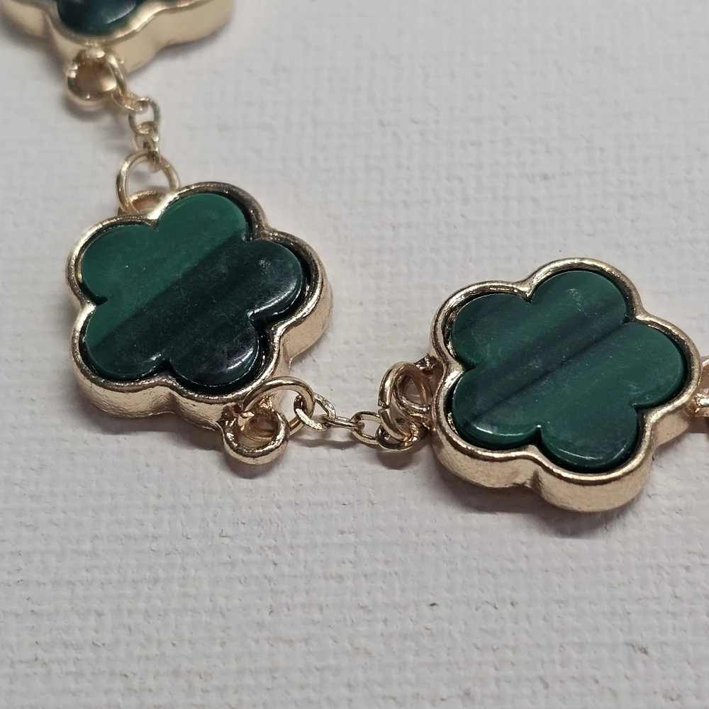 Bohemian Gold Green Clover Fashion Charm Bracelet - Picture 8 of 8